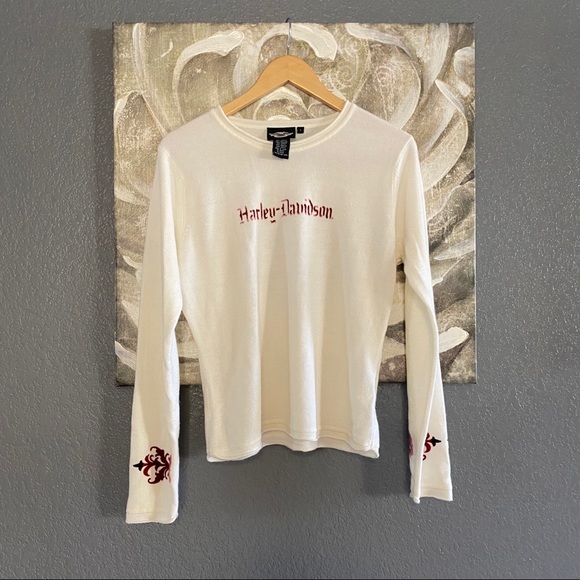 Harley-Davidson Sweaters - Harley Davidson Long Sleeve Scrolled Fleur De Lis